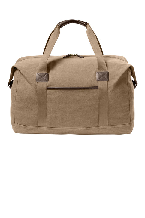 Port Authority Washed Canvas Duffel with custom logo embroidery