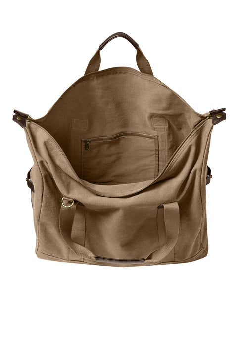 Port Authority Washed Canvas Duffel with custom logo embroidery