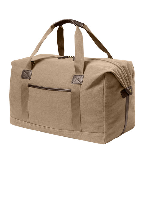Port Authority Washed Canvas Duffel with custom logo embroidery