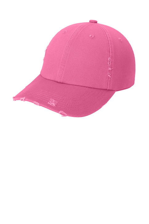 District Distressed Cap with custom logo embroidery