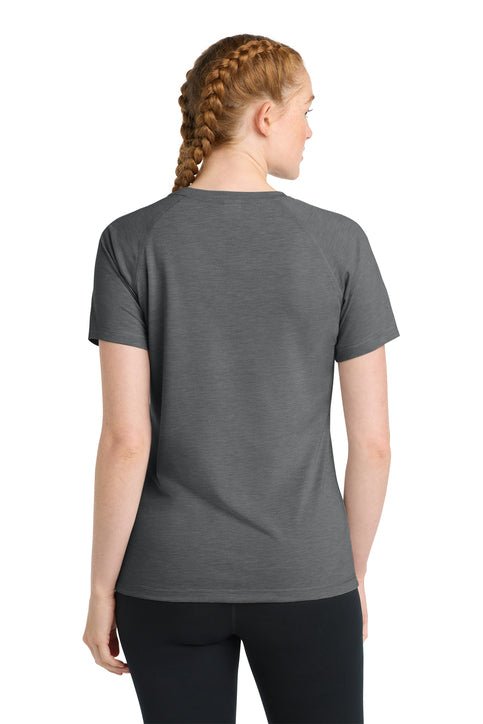 Sport-Tek Women's PosiCharge Tri-Blend Wicking Scoop Neck Raglan Tee