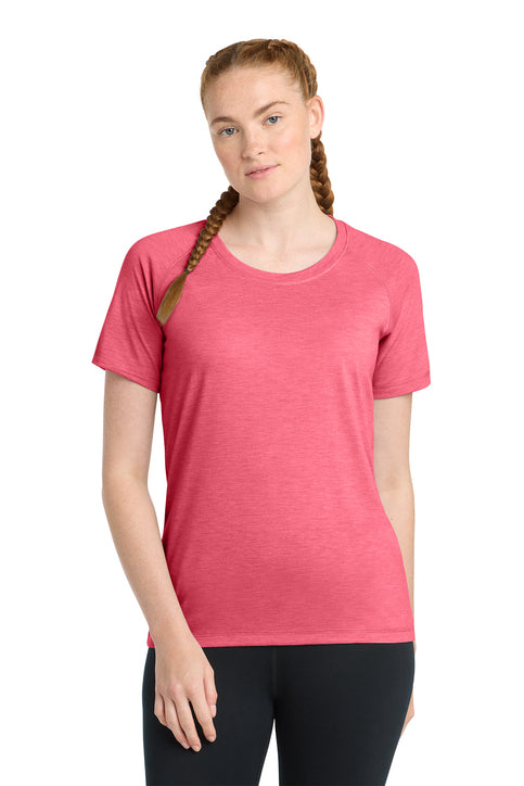 Sport-Tek Women's PosiCharge Tri-Blend Wicking Scoop Neck Raglan Tee