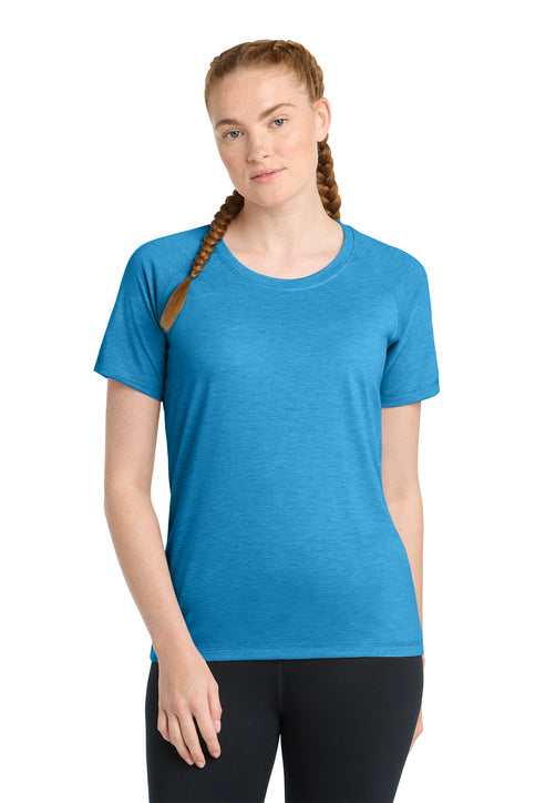 Sport-Tek Women's PosiCharge Tri-Blend Wicking Scoop Neck Raglan Tee