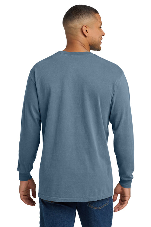 Comfort Colors Heavyweight Ring Spun Long Sleeve Pocket Tee with custom logo embroidery