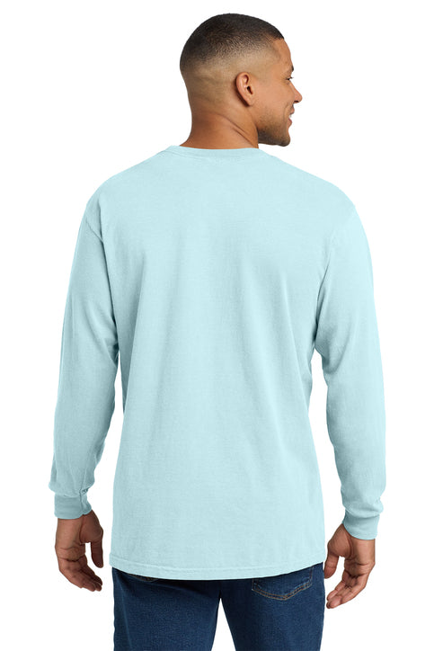 Comfort Colors Heavyweight Ring Spun Long Sleeve Pocket Tee with custom logo embroidery