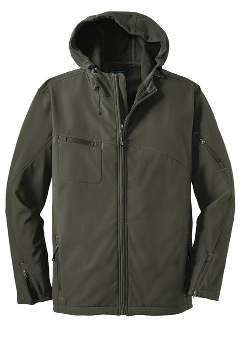 Port Authority Textured Hooded Soft Shell Jacket