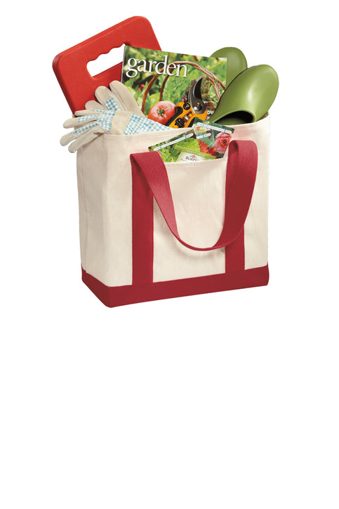 Port Authority Ideal Twill Two-Tone Shopping Tote with custom logo embroidery