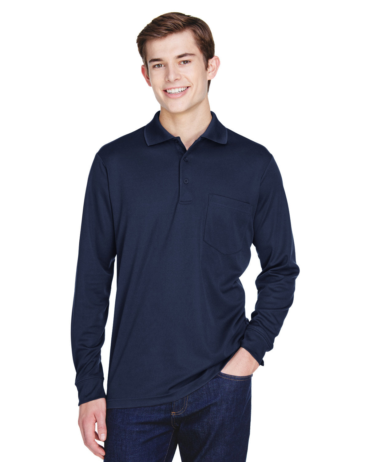 CORE365 Adult Pinnacle Performance Long-Sleeve Piqué Polo with Pocket