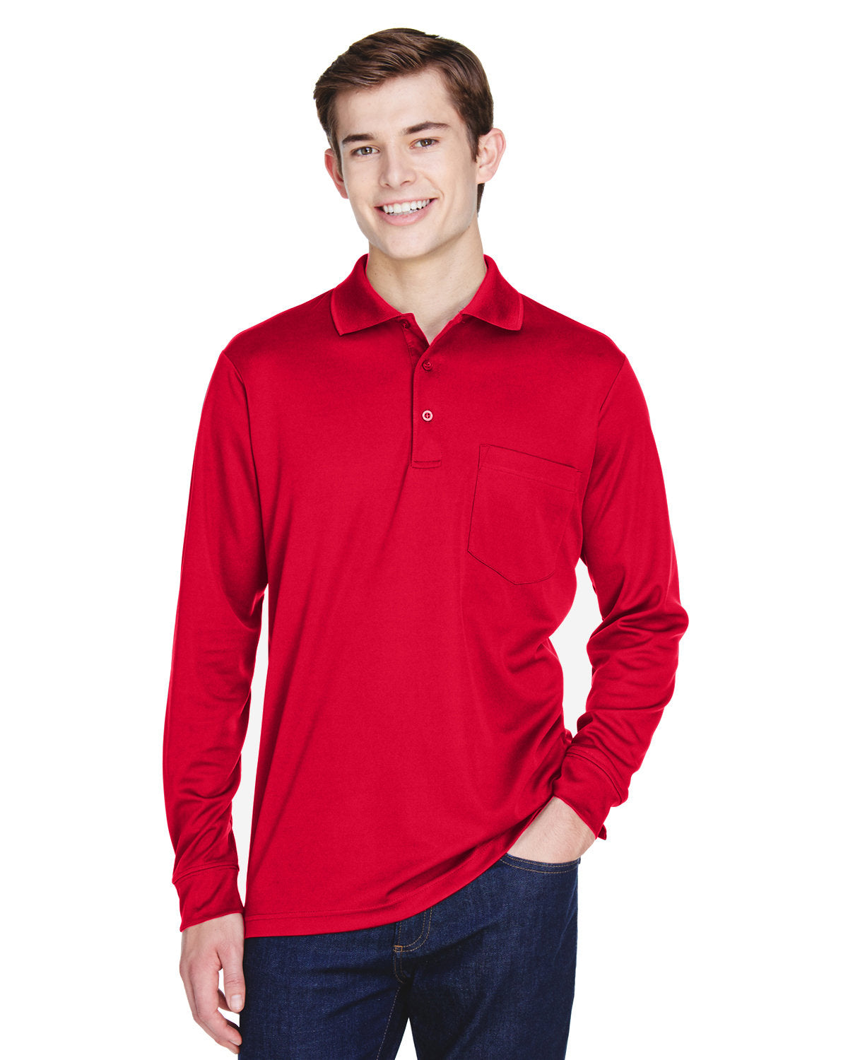 CORE365 Adult Pinnacle Performance Long-Sleeve Piqué Polo with Pocket