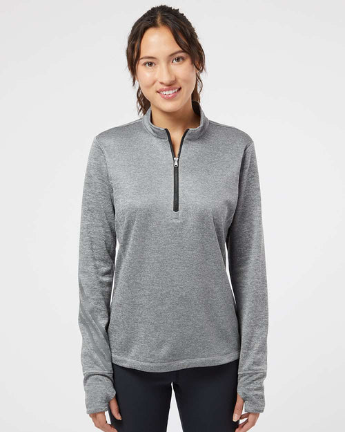 Adidas Ladies Brushed Terry Heathered QuarterZip Pullover