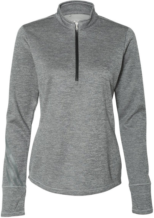 Adidas Ladies Brushed Terry Heathered QuarterZip Pullover