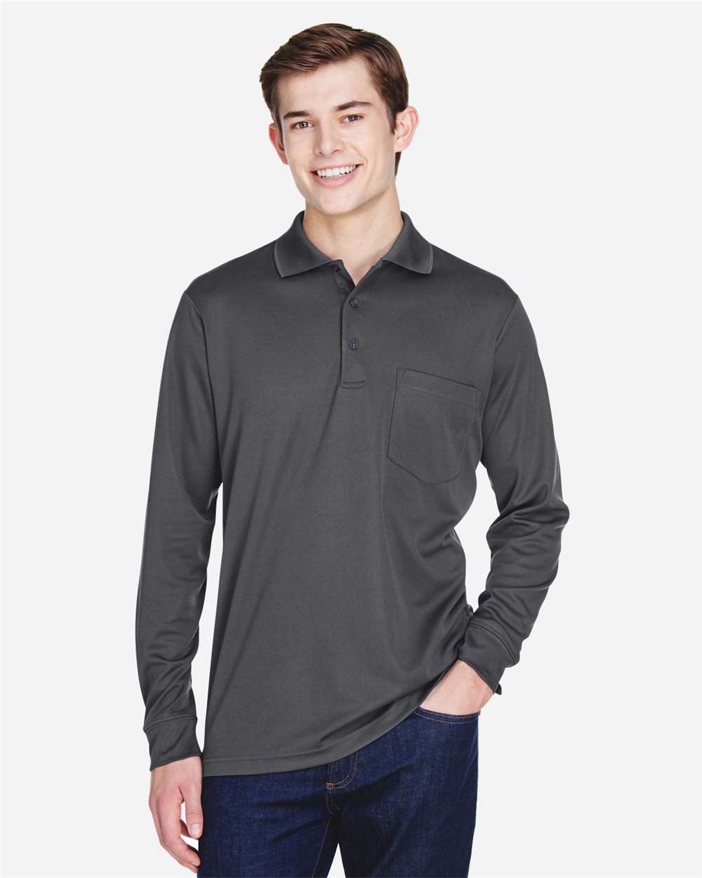 Core 365 Pinnacle Performance Long Sleeve Piqué Polo with Pocket