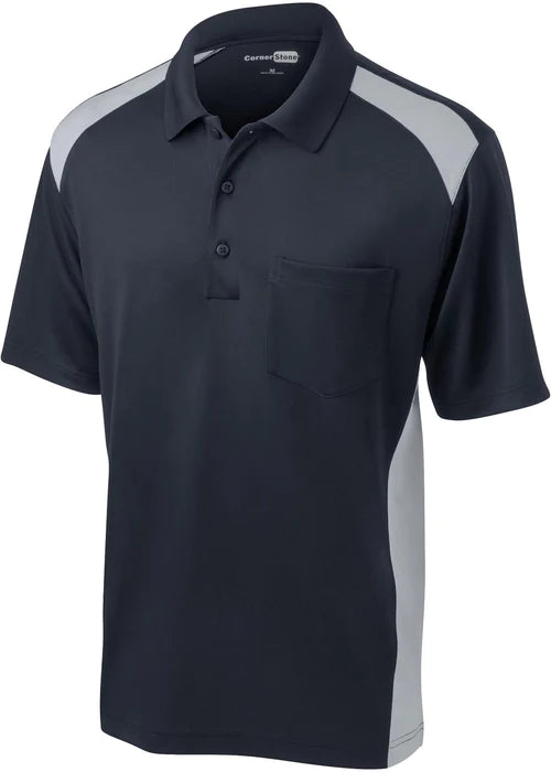 CornerStone Select Snag-Proof Two Way Colorblock Pocket Polo