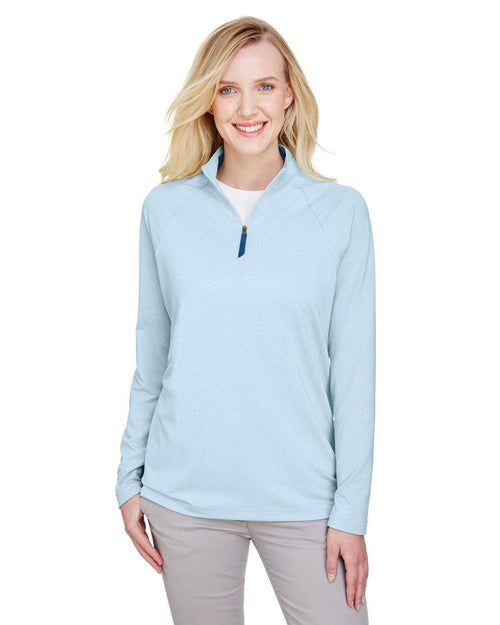 Devon & Jones CrownLux Performance Ladies Clubhouse Micro-Stripe Quarter-Zip