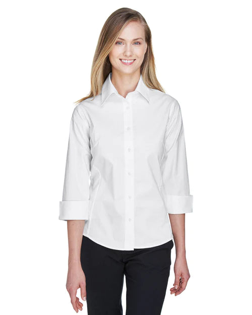 Devon & Jones Ladies Perfect Fit 3/4-Sleeve Stretch Poplin Blouse