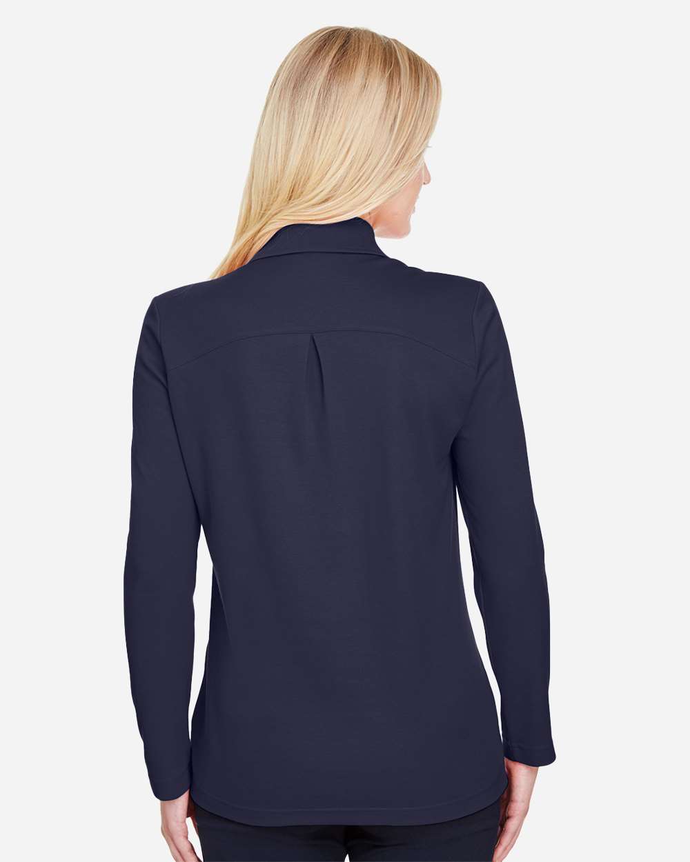 Devon & Jones Women's CrownLux Performance® Plaited Long Sleeve Polo with custom logo embroidery