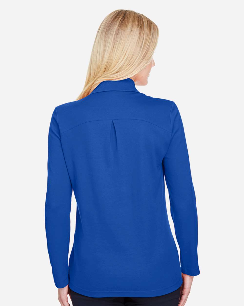 Devon & Jones Women's CrownLux Performance® Plaited Long Sleeve Polo with custom logo embroidery