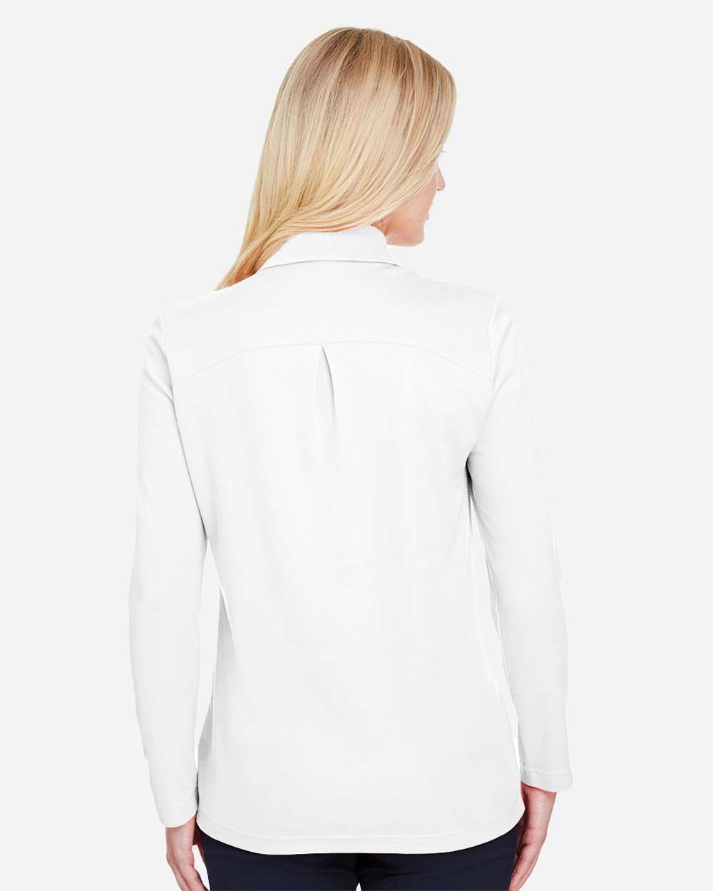 Devon & Jones Women's CrownLux Performance® Plaited Long Sleeve Polo with custom logo embroidery