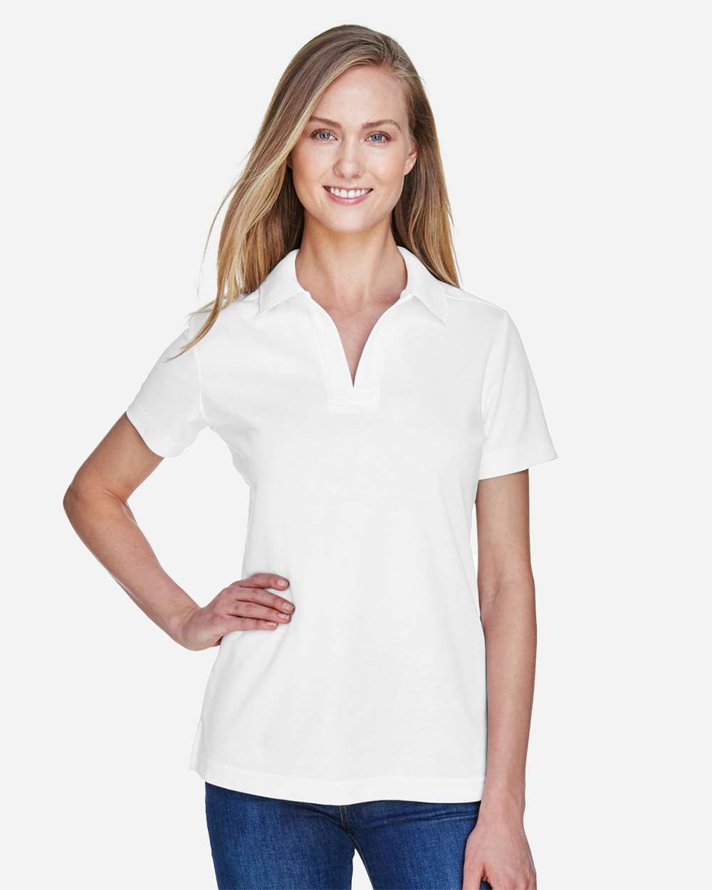 Devon & Jones Ladies CrownLux Performance Plaited Polo