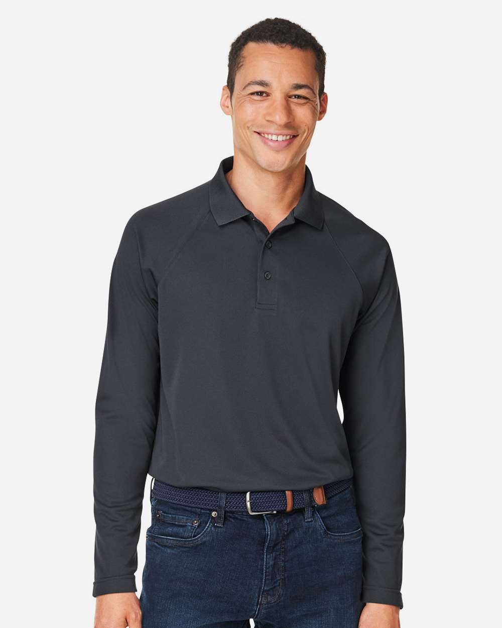 Harriton Charge Snag and Soil Protect Long Sleeve Polo