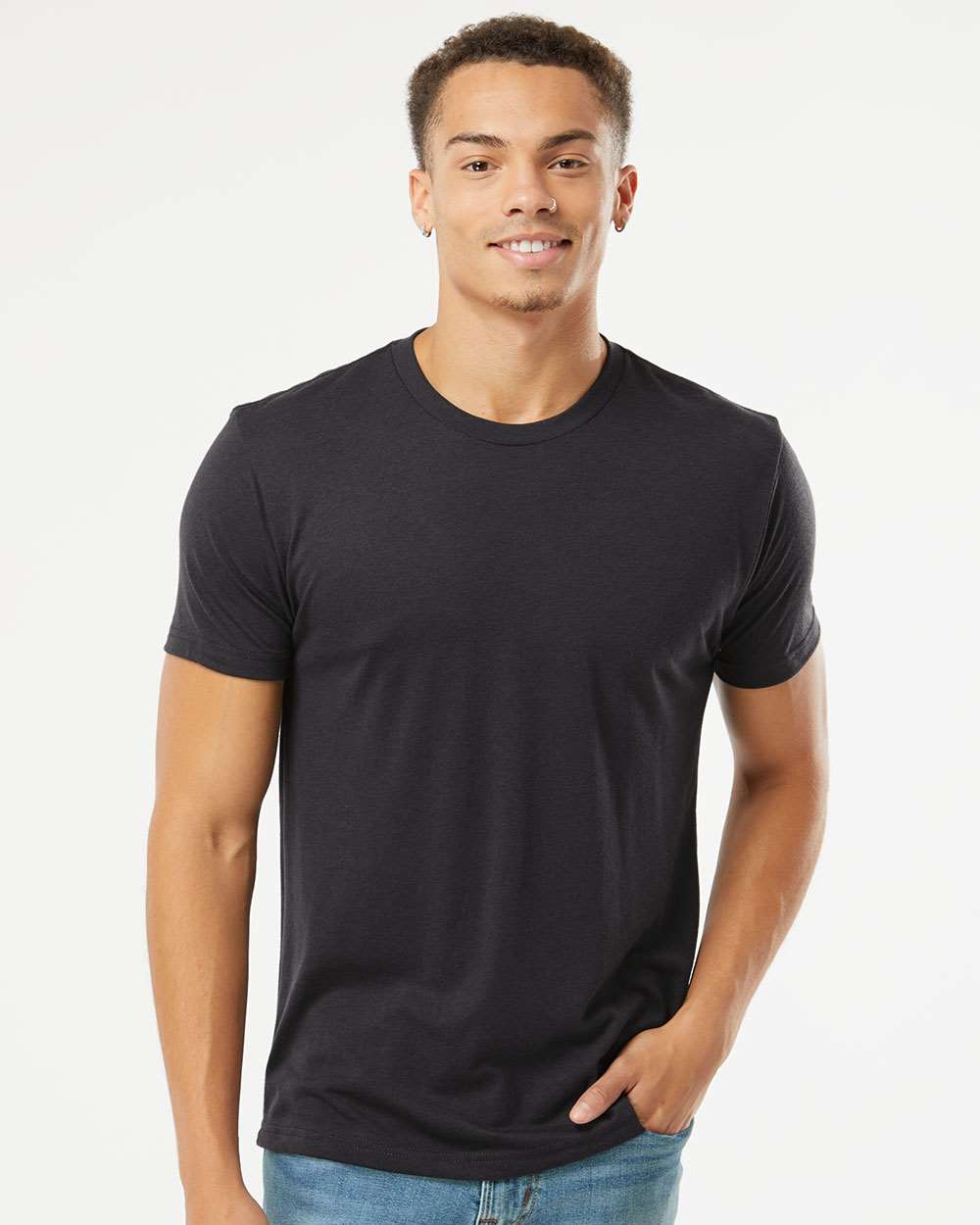 Next Level Apparel Unisex Tri-Blend Tee with custom logo embroidery