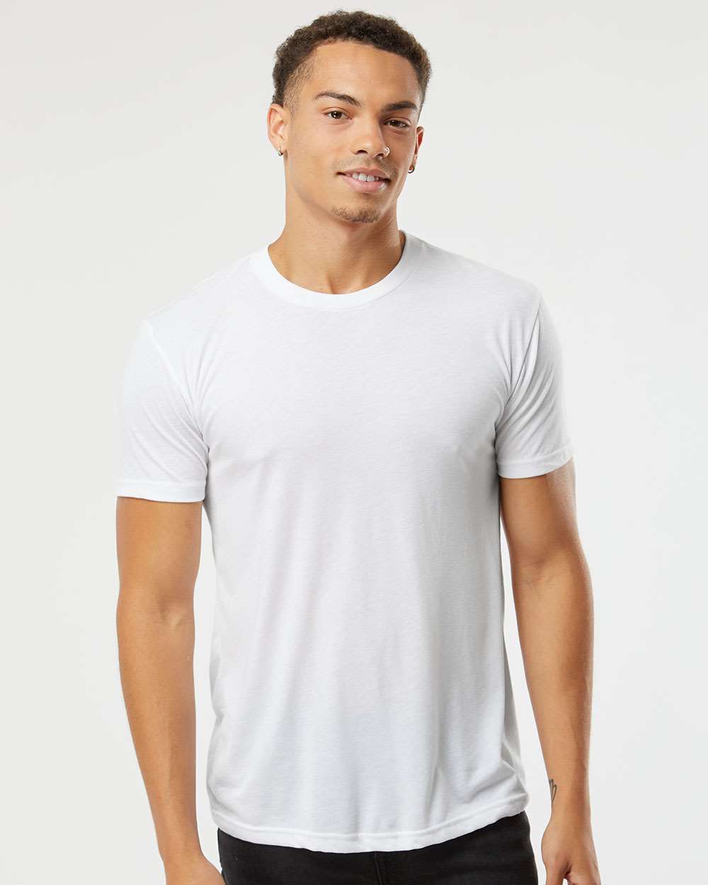 Next Level Apparel Unisex Tri-Blend Tee with custom logo embroidery