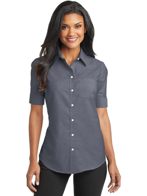 Port Authority Ladies Short Sleeve SuperPro Oxford Shirt