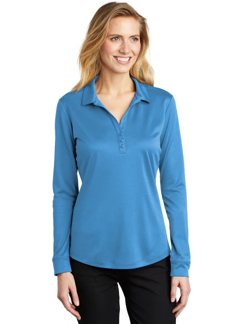 Port Authority Ladies Silk Touch Performance Long Sleeve Polo