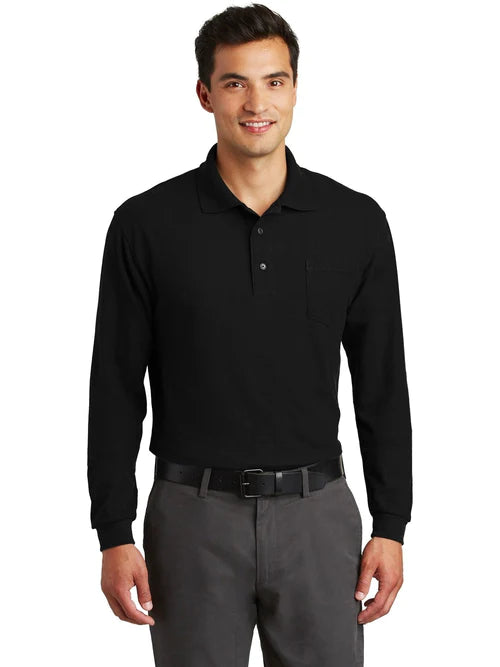 Port Authority Silk Touch Long Sleeve Polo with Pocket