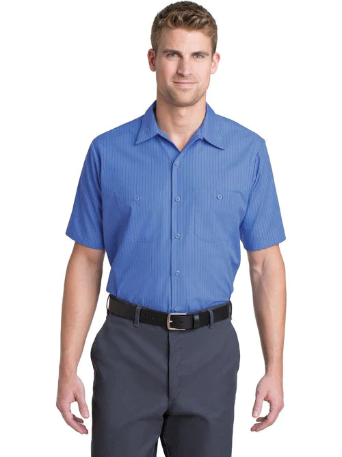 Red Kap Long Size, Short Sleeve Striped Industrial Work Shirt