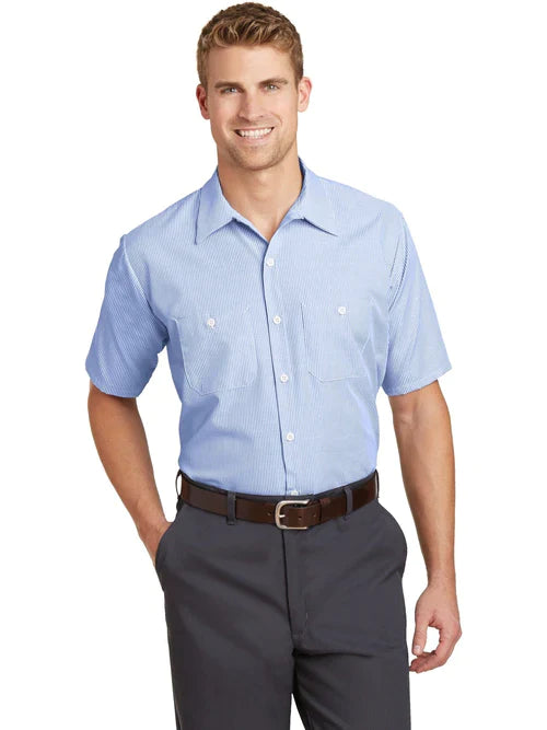 Red Kap Long Size, Short Sleeve Striped Industrial Work Shirt