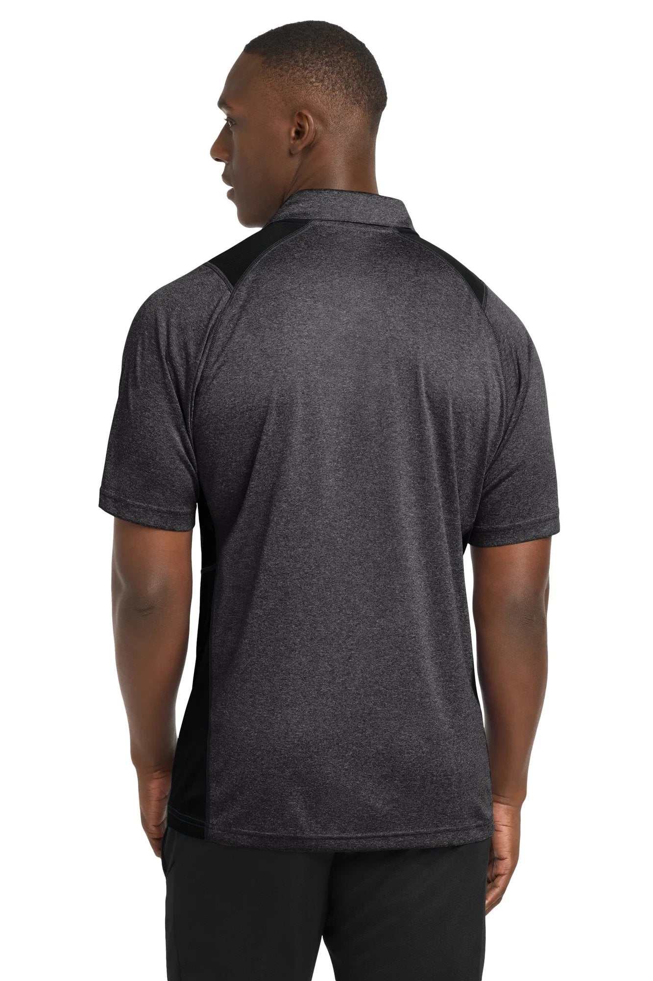Sport-Tek Heather Colorblock Contender Polo with custom logo embroidery