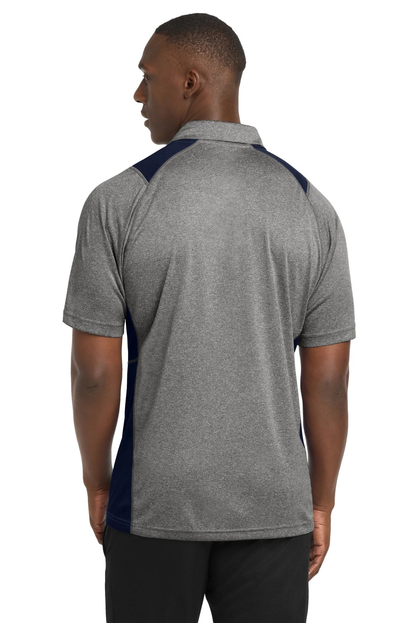 Sport-Tek Heather Colorblock Contender Polo with custom logo embroidery