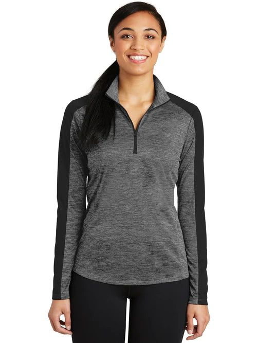 Sport-Tek Ladies PosiCharge Heather Colorblock 1/4-Zip