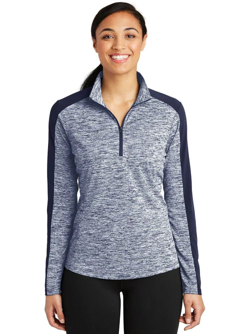 Sport-Tek Ladies PosiCharge Heather Colorblock 1/4-Zip