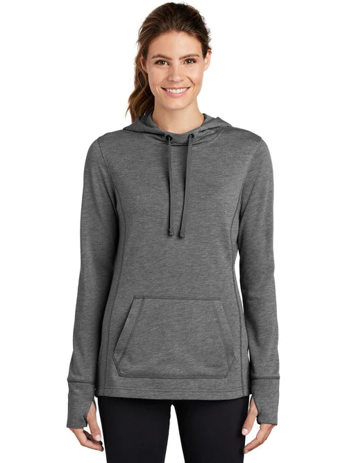 Sport-Tek Ladies PosiCharge Tri-Blend Wicking Fleece Hooded Pullover