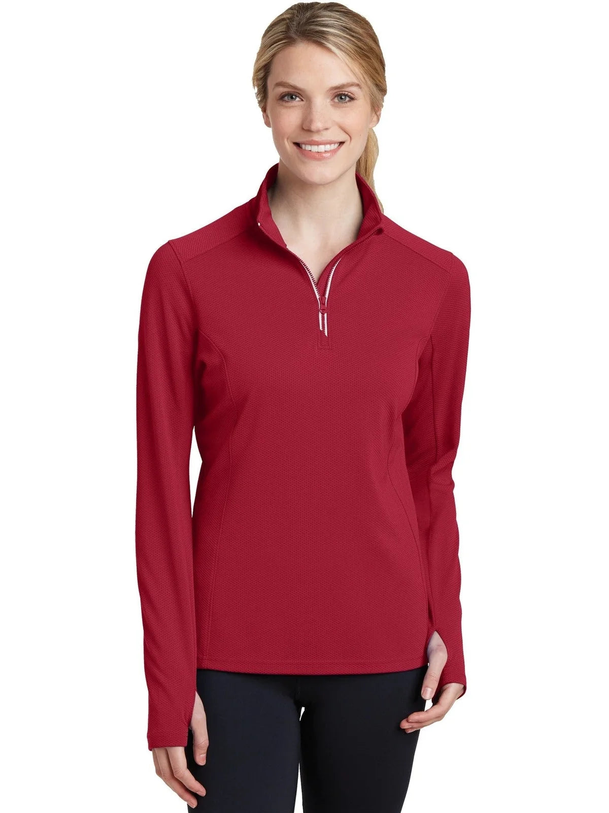 Sport-Tek Women's Sport-Wick Textured 1/4-Zip Pullover