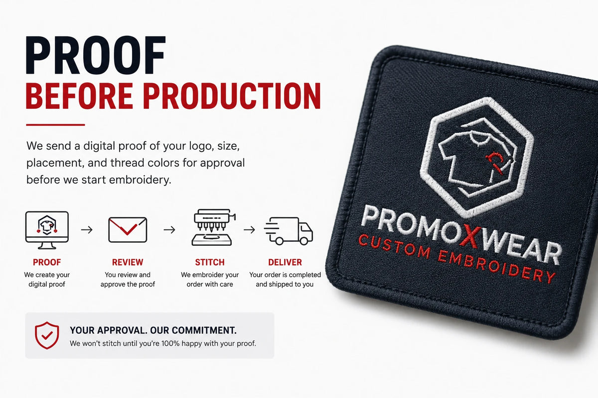 Custom embroidery logo proof before production